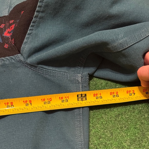 HOLY GRAIL Vintage 90s Teal Blue Carhartt Aztec Coat, Hooded Jacket (Large) - Picture 5 of 9